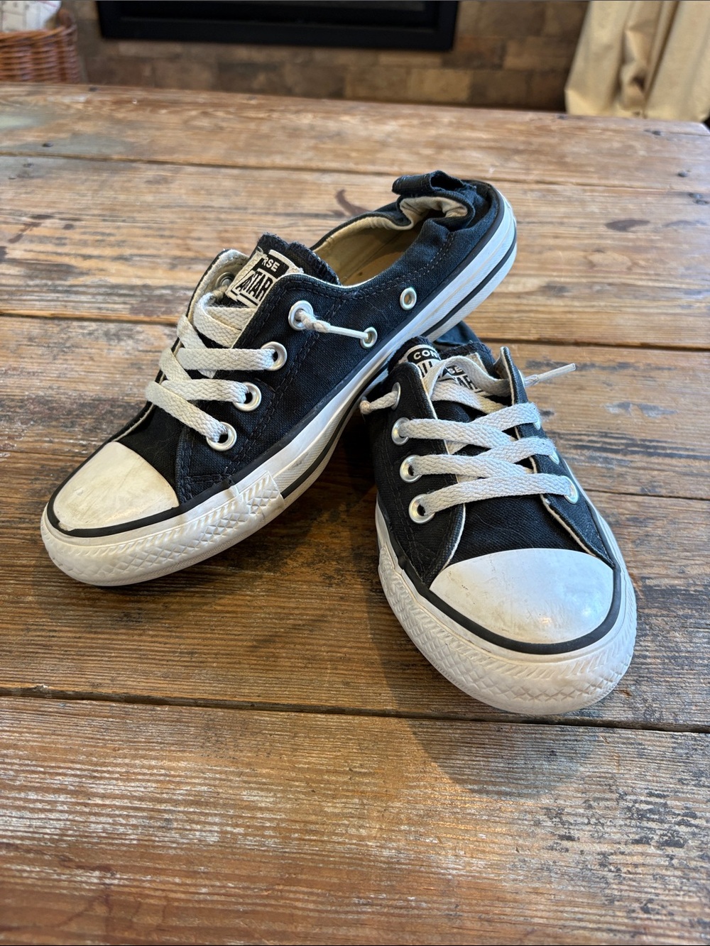 Converse Low-Top Black Canvas Sneakers with White Laces